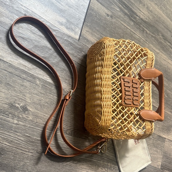 Miu Miu Brown Woven Tote Bag - Picture 3 of 5